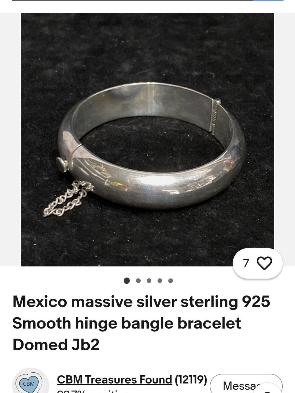 Sterling Silver Smooth Hinged Bangle Bracelet - Silver